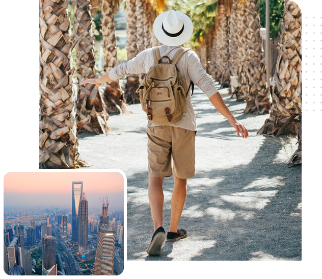 Traveler Walking Through Trees